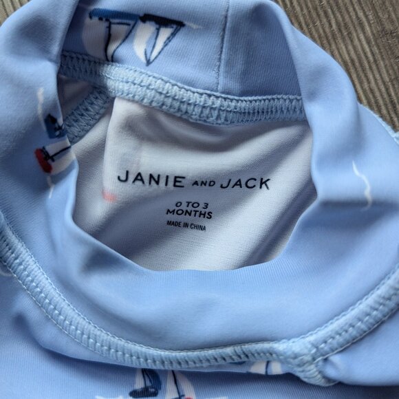 Janie and Jack Baby Recycled Sailboat Rash Guard Swimsuit 0-3m - Picture 6 of 8